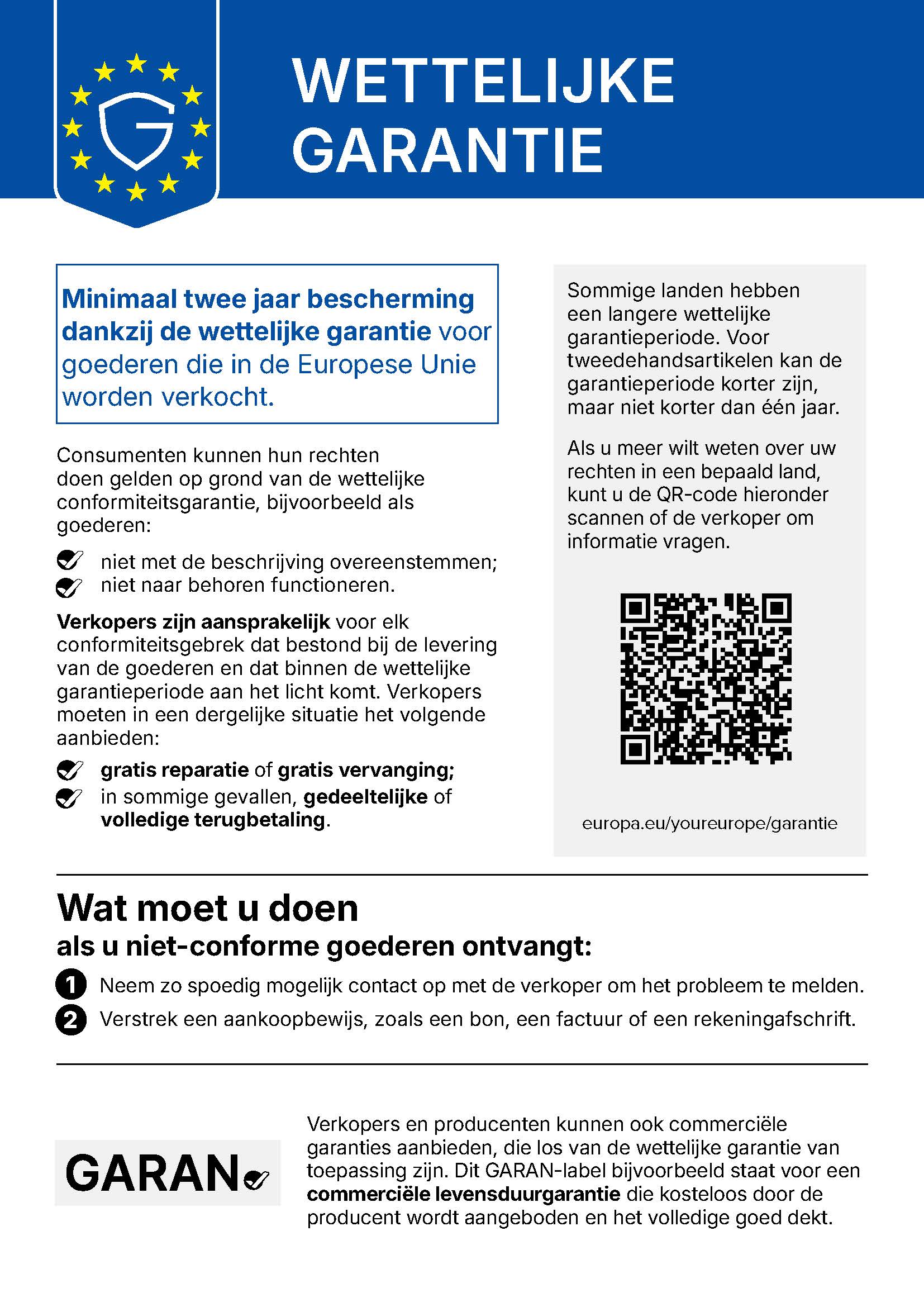 EU-informatie over de wettelijke garantie